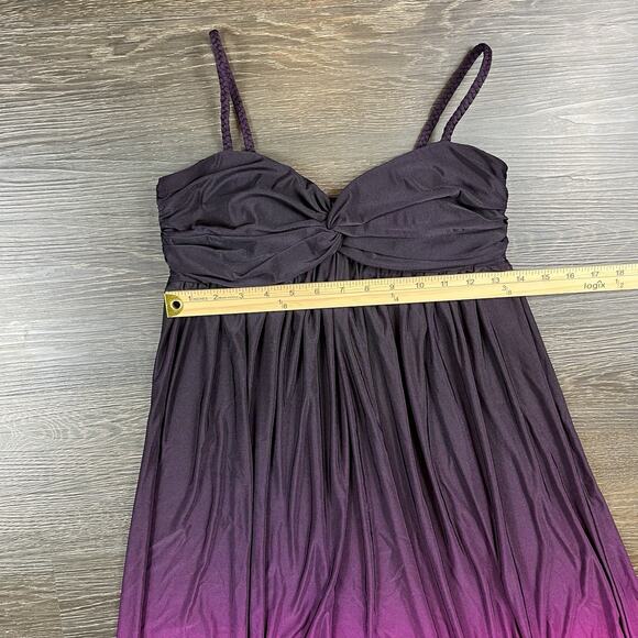 Y2K Maxi Dress Sleeveless Sz 4 Whimsigoth Dark Romantic Plum Ombre Fairy Vamp - Picture 9 of 11